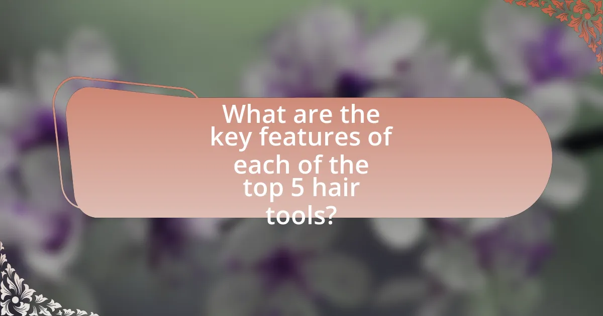 What are the key features of each of the top 5 hair tools?